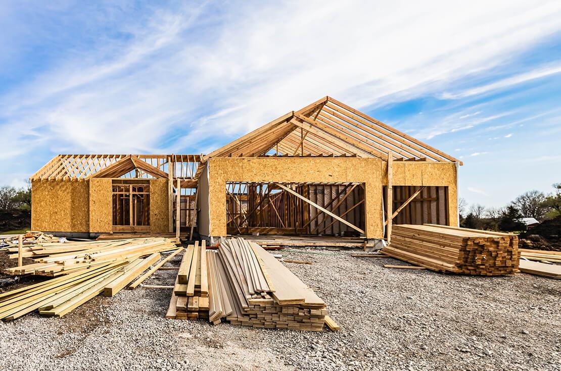 New house building at the construction site